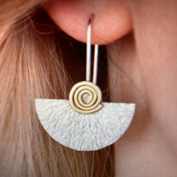 Jewelry - NWOT - Bohemian Tribal Handmade Silver Gold Tone Earrings Spiral Twist